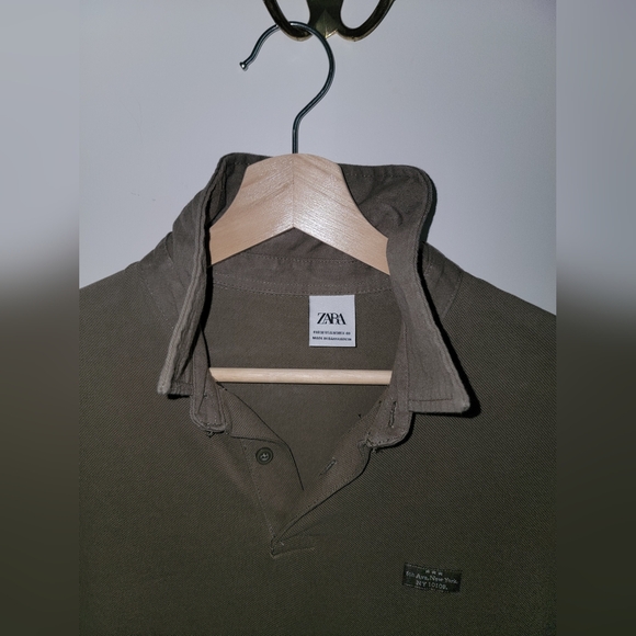 Mens zara polo olive green - Picture 2 of 5
